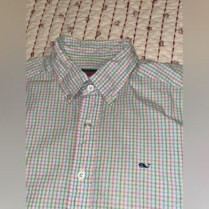 Vineyard Vines Seersucker Whale Shirt Derby Men’s Small White/Pink/Blue/Green
